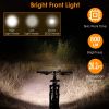 IPX5 Waterproof Bike Bicycle Light Set Bike Headlight Rechargeable LED Bicycle Front Light w/ Loud Horn Rear Tail Light - Black