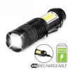 Mini Rechargeable LED Flashlight Use XPE + COB lamp beads 100 meters lighting distance Used for adventure; camping; etc. - Blue