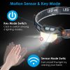 2Packs Rechargeable Motion Sensor Headlamp 6 Light Modes Headlight Torch Flashlight for Fishing Running Camping Hiking - Black