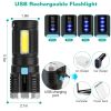 Rechargeable Flashlight LED Floodlight Torch with Strap Super Bright Flashlight  - Black