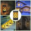 Flame Solar Lights Outdoor 96 LEDs Waterproof Flickering Flame Wall Mount Lamp Auto On Off - Black