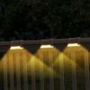 4Pcs Solar Powered LED Step Lights Outdoor IP55 Waterproof Dusk To Dawn Sensor Fence Lamps - Brown - Warm