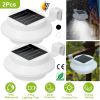 2Pcs Solar Powered Gutter Lights Outdoor IP65 Waterproof Dusk to Dawn Sensor Security Lamps - White