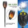 96 LEDs Solar Flame Torch Light Waterproof Flickering Flame Lamp Garden Path Yard Lamp - Black