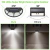 Wall Solar Powered Lights Outdoor 102 LEDs IP65 Waterproof Solar Lamps - Black