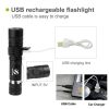 Ultra Bright LED Flashlight With T6 LED lamp beads Waterproof Torch Zoomable 4 lighting modes Multi-function USB charging - Package B-2600 mAh