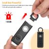 Rechargeable Personal Safety Alarm Portable 130dB Self-defense Siren with Strobe Light LED Light Carabiner  - Black