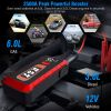 Car Jump Starter Booster 2500A Peak 25800mAh Battery Charger Power Bank with 4 Modes LED Flashlight for Up to 6.0L Gas or 3.0L Diesel Engine Car - Red