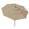 11Ft 3-Tiers 40LEDS Patio Umbrella Khaki, Vented Patio Umbrella Market Table Umbrella with Lights and Crank Handle with Auto-tilt Mechanism - LA01