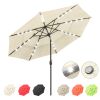 10Ft 3-Tiers 32LEDS Patio Umbrella Beige - LA01