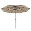 11Ft 3-Tiers 40LEDS Patio Umbrella Khaki, Vented Patio Umbrella Market Table Umbrella with Lights and Crank Handle with Auto-tilt Mechanism - LA01