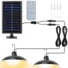 Solar Shed Lights Dual Lighting Heads Dimmable Timing Dusk To Dawn Sensor Hanging Lamp IP65 Waterproof Remote Control - Dual Head - Warm