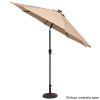 9FT Strip Light Umbrella Waterproof Folding Sunshade Top Color without Resin Baseis - Beige