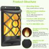 Flame Solar Lights Outdoor 96 LEDs Waterproof Flickering Flame Wall Mount Lamp Auto On Off - Black