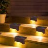 4Pcs Solar Powered LED Step Lights Outdoor IP55 Waterproof Dusk To Dawn Sensor Fence Lamps - Brown - Warm