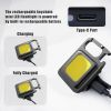 Mini Portable Flashlight Rechargeable Glare COB Keychain Light LED Work Light USB Charge Emergency Lamps Outdoor Camping Light - With bag