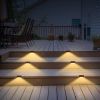 4Pcs Solar Powered LED Step Lights Outdoor IP55 Waterproof Dusk To Dawn Sensor Fence Lamps - Brown - Warm