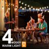 48FT Solar Outdoor String Lights With 15 Bulbs S14 Waterproof LED Patio Lights With 4 Lighting Modes For Garden;  Party - 48ft