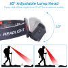 2Packs Rechargeable Motion Sensor Headlamp 6 Light Modes Headlight Torch Flashlight for Fishing Running Camping Hiking - Black