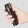 Cross Border T6 Strong Light Flashlight LED Aluminum Alloy Telescopic Zoom USB Charging Outdoor Searchlight Remote Flashlight - black