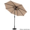 9FT Strip Light Umbrella Waterproof Folding Sunshade Top Color without Resin Baseis - Beige