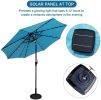 9 Ft Market Outdoor Aluminum Table Umbrella with Solar LED Led lights and Push Button Tilt - Aqua blue