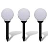 Outdoor Path Garden Solar Lamp Solar Ball Light LED 7.9" 3pcs with Ground Spike - White