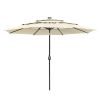 10Ft 3-Tiers 32LEDS Patio Umbrella Beige - LA01