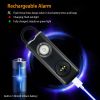 Rechargeable Personal Safety Alarm Portable 130dB Self-defense Siren with Strobe Light LED Light Carabiner  - Black