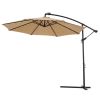 10 FT Solar LED Patio Outdoor Umbrella Hanging Cantilever Umbrella Offset Umbrella Easy Open Adustment with 24 LED Lights -taupe - W41917531