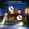 2Pcs Solar Spotlight Outdoor Dusk To Dawn Light Wall Path Lawn Garden Lamp Waterproof - Black