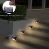 4X Black Solar Step Light 200MAH Battery Waterproof IP65 Smart Light Control Outdoor Fence Light 1.2V 0.2W Warm White Light - 4 pcs