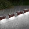 4Pcs Solar Powered LED Step Lights Outdoor IP55 Waterproof Dusk To Dawn Sensor Fence Lamps - Brown