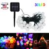 20ft 30 LED Solar String Ball Lights Outdoor Waterproof Warm White Garden Decor - Light