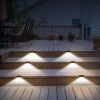 4Pcs Solar Powered LED Step Lights Outdoor IP55 Waterproof Dusk To Dawn Sensor Fence Lamps - Brown