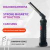 Folding LED Work Light Portable Spotlight with Magnetic Base Clip USB Charging Repair Torch Movable Work Light Flashlight - Black