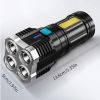 4-core Led Multi-functional Bright Flashlight COB Side Light Outdoor Portable Home USB Rechargeable Flashlight - Black Flashlight