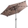 9 Feet Patio LED Solar Umbrella with Crank - Tan