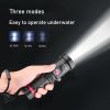 Rechargeable Diver Light LED Underwater Torch Lamp Waterproof Dive Lamp - Black - Diver flashlight