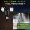 Solar Lights 22LEDs Outdoor Security Lights Motion Sensor IP44 Water-Resistant 360Degree Rotatable Dual Heads  - Black