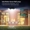 Solar Wall Lamp 74 LEDs 3 Adjustable Head Motion Sensor Flood Light IP65 Waterproof Security Light Outdoor - Black