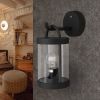 Wall Light Dusk to Dawn Sensor Outdoor Wall Lantern with E26 Bulb - black