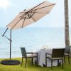 10 Feet Patio Solar Powered Cantilever Umbrella with Tilting System - Beige