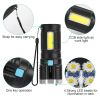 Rechargeable Flashlight LED Floodlight Torch with Strap Super Bright Flashlight  - Black