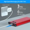 20000Mah Power Bank Portable Charger External Battery Pack 22.5W Super Fast Charging with LED Display Flashlight Fit for iPhone Samsung - Red