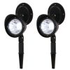 2pcs Solar Landscape Spotlight LED Lighting Plastic for Outdoor Garden Yard Porch Pool RT - Black