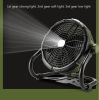 12V Camping Fan With LED Lights Exterior Large Cooling Desk Fans With 5200Ah Battery For Tourism Emergency Outages - black