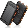 10000mAh Portable Fast Charging Power Bank 2USB Solar Charging with Flashlight For iPhone Xiaomi Android - Black