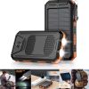 10000mAh Portable Fast Charging Power Bank 2USB Solar Charging with Flashlight For iPhone Xiaomi Android - Black