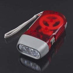 Manual Crank Electric Flashlight Outdoor Household Camping Torch; Powerful Emergency Light Safety Tool - Red (Color: red)